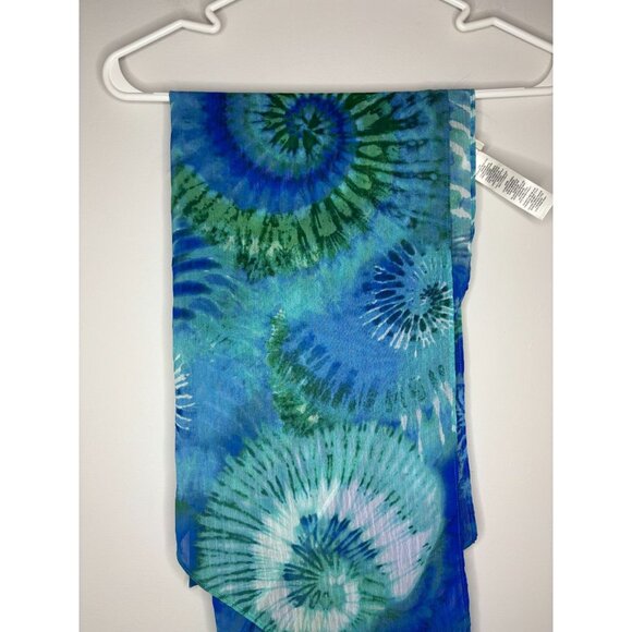 CHICO'S Scarf Womens OS Tie Dye Blue Green Flowy - Picture 2 of 4